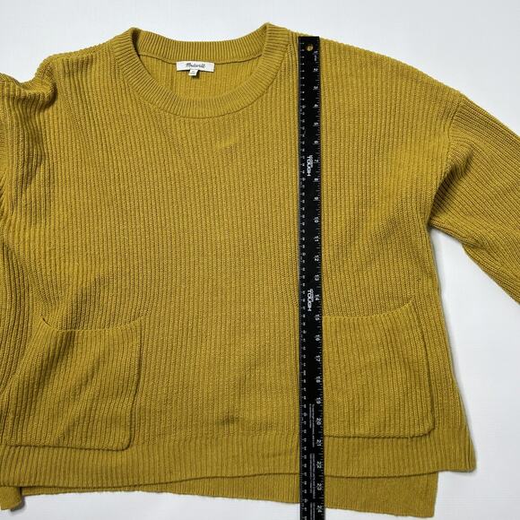 Madewell Patch Pocket Pullover Boxy Sweater Sz XL Mustard Crew Neck Rib Hi-Low - Picture 6 of 9
